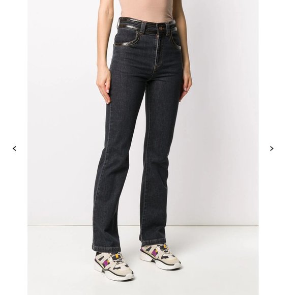 NWT: SEE BY CHLOE | Faux-Leather Trim, High-Rise Denim - Picture 3 of 10
